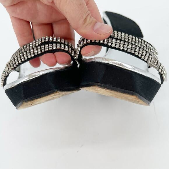 Dior Vintage Y2K Black Silver Crystal Logo Platform Wedge Sandal Mule EU 37.5 - Picture 8 of 15